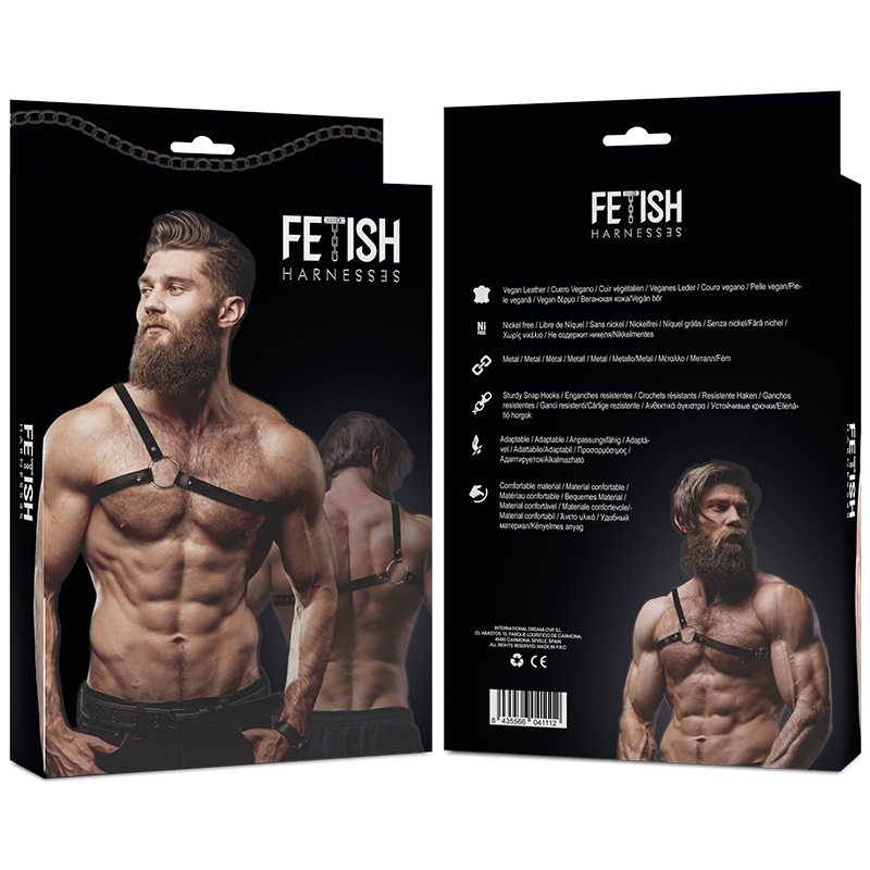 Unleash your power and dominate the dance floor with our fro... Fetish Submissive - Crossed Shoulder Male Harness - Black photo-4