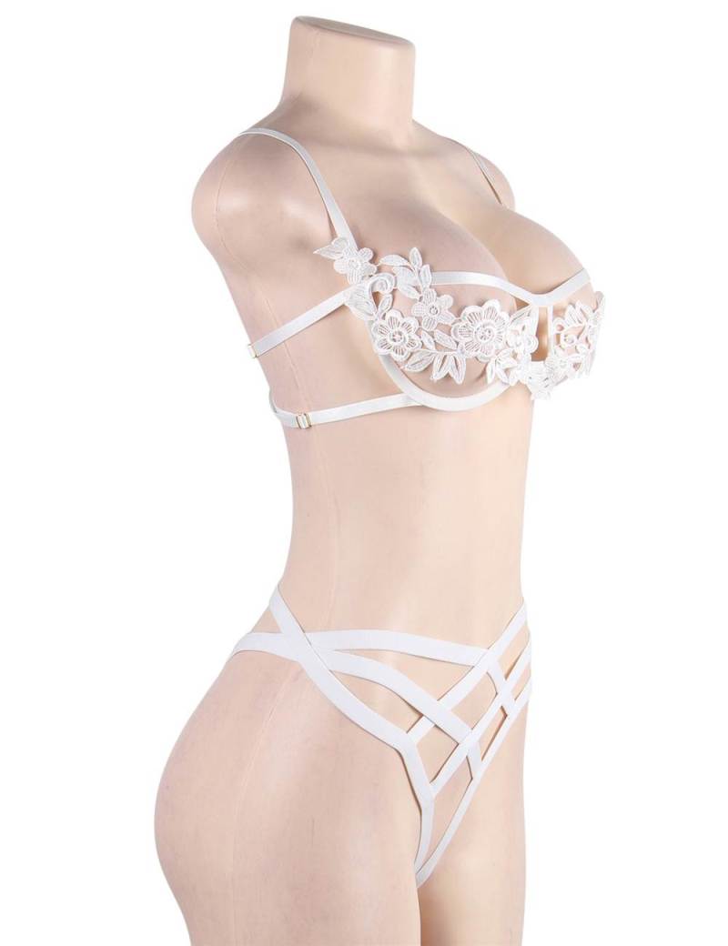 Elegant Embroidery Fashion Bra Set with Underwire
Material&... Ohyeah - Embroidery Underwire Set - White - XL photo-8