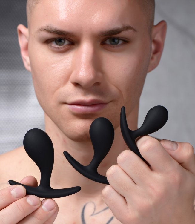 Elevate your anal pleasure with these 3 velvety drops, desig... Master Series - Dark Droplets Anal Set - Black photo-3