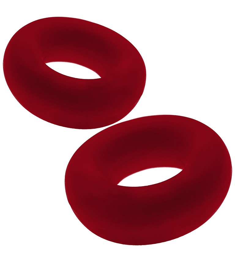 STIFFY 2-pack cockrings 2 non-roll grippy rings designed to ... Hunkyjunk - Stiffy Bulge Rings - Red photo-3