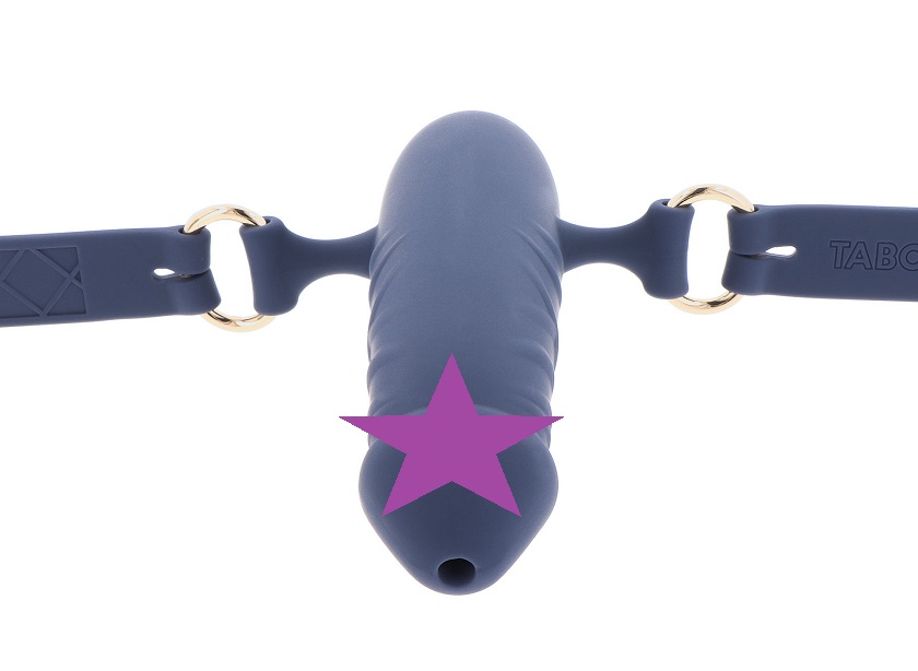 Embark on a captivating bondage experience with the TABOOM B... Taboom - Supreme Breathable Penis Gag - Blue photo-2