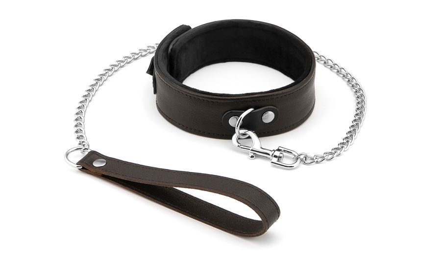 Enjoy the must-have item with extremely soft genuine goat le... Liebe Seele - Leather Collar w Leash - Brown photo-2