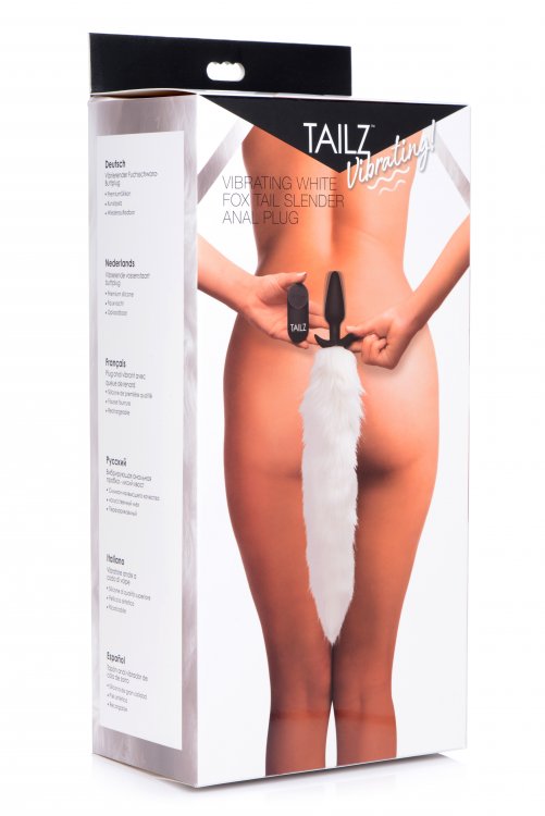 Transform into an elusive white fox with this slender vibrat... Tailz - Vibro Fox Tail Slender - White photo-6