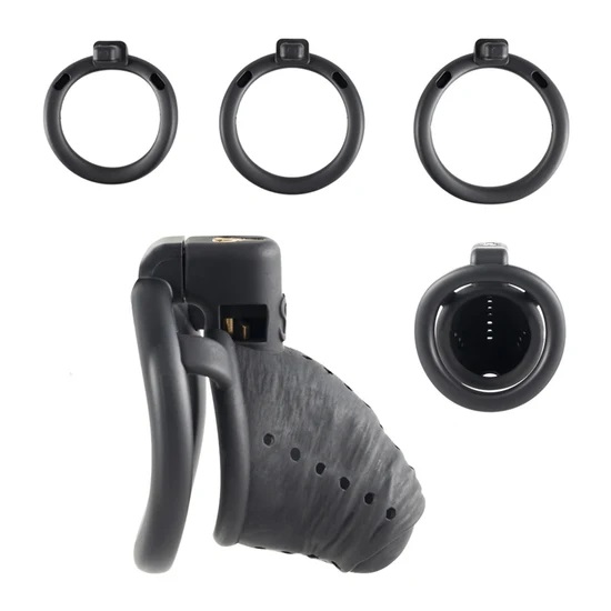 A better cock. A humiliating prison. A dark reminder. The Sl... Sevanda - Slave Chastity Cage Short - Black photo-4