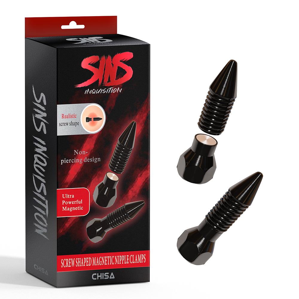 Realistic Screw Shape, Metal Coated Magnets, With No Piercin... Chisa - Screw Magnetic Nipple Clamps - Black photo-7