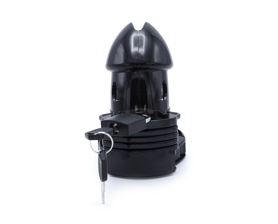 This black adjustable plastic chastity device causes the pen... Kiotos - Plastic Adjustable Chastity Device - Black photo-6