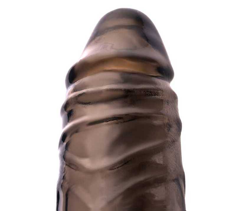The scrotal ring stretches well to keep the scrotum in the c... XLover - Realistic Penis Extender Sleeve - Black photo-6