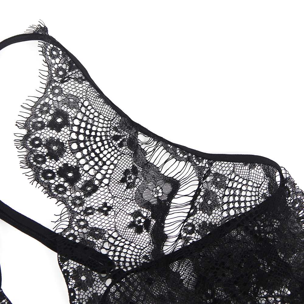 Introducing the new and exciting lingerie collection from oh... Ohyeah - Lace Floral Sheer Teddy - Black - XL photo-10