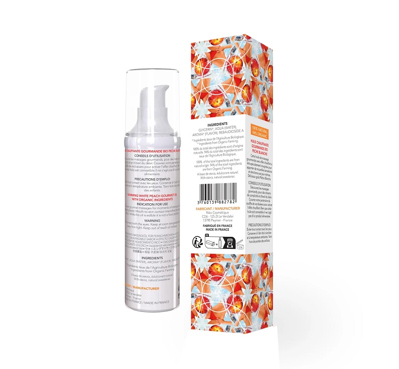 This warming gourmet massage gel is ideal for foreplay. When... Exsens - White Peach Warming Massage Oil - 50ml photo-4