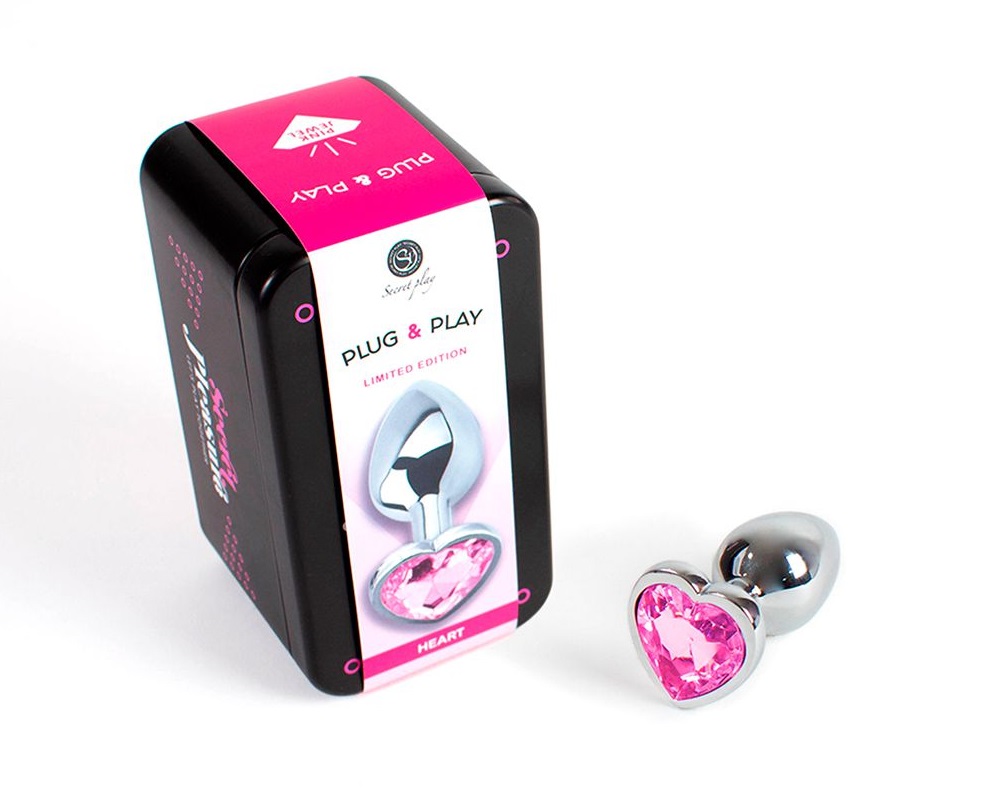 This Jewelled metal beginner's butt plug is perfect for ... Secret Play - Heart Anal Plug S - Pink photo-5