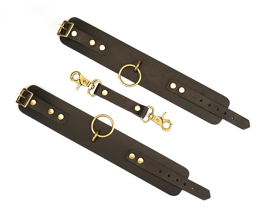 Samurai-inspired bondage accessories, embodying the spirit o... Liebe Seele - Samurai Leather Ankle Cuffs - Black photo-2