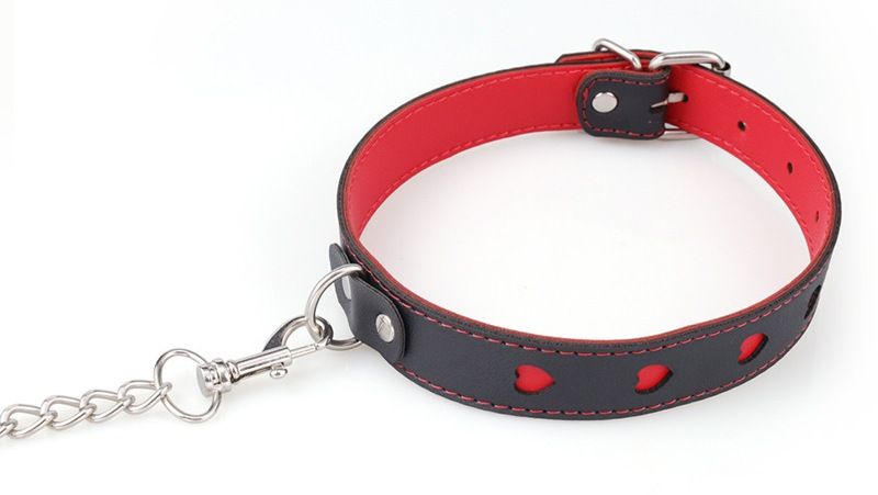 Collar with Leash and heart-shaped red decoration
Material ... MT - Heart Collar w Leash - Black/Red photo-8