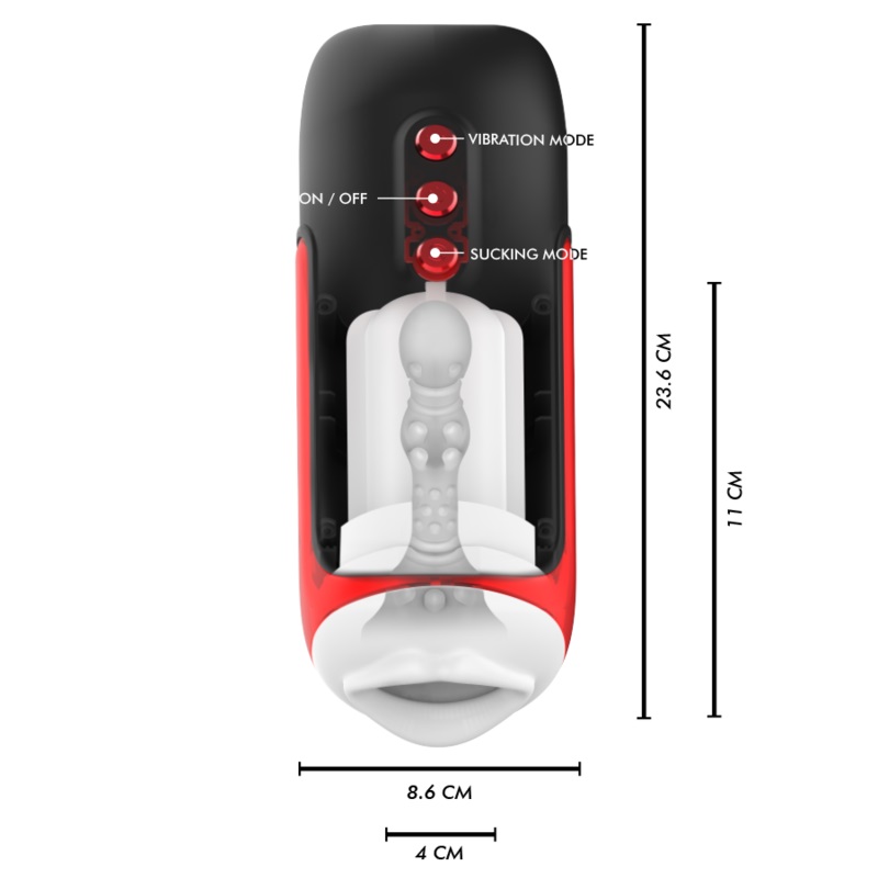 The BLAZE automatic mouth-shaped masturbator for men from th... Jamyjob - Blaze Mouth Suction Vibro Masturbator photo-6