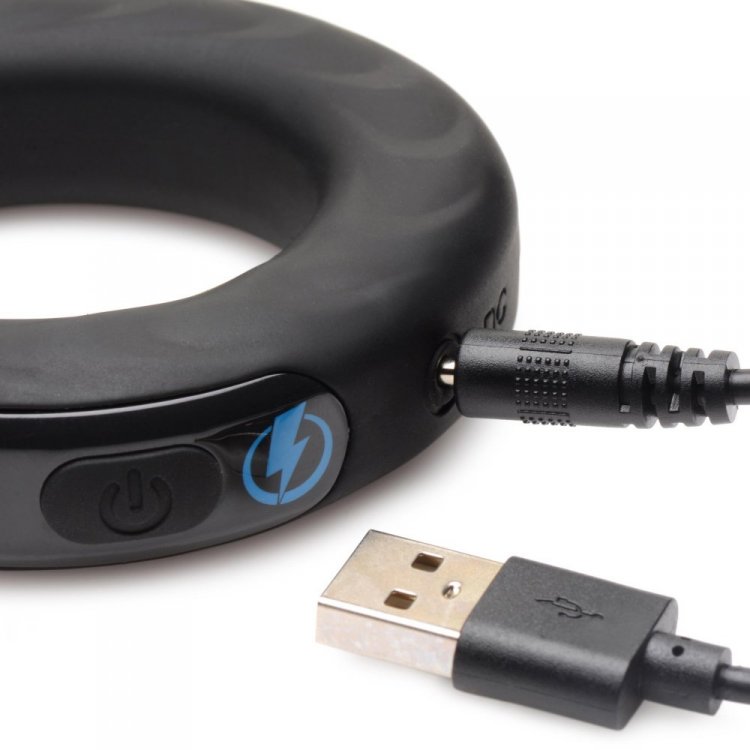 Give your cock a good shock with this Vibrating E-Stim Cock ... Zeus Electrosex - Vibro & E-Stim Cock Ring - Black photo-4