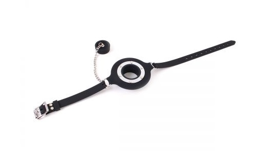 The unique mouth gag works like a ring gag, pushing into the... Kiotos - Open Mouth Gag - Black photo-9