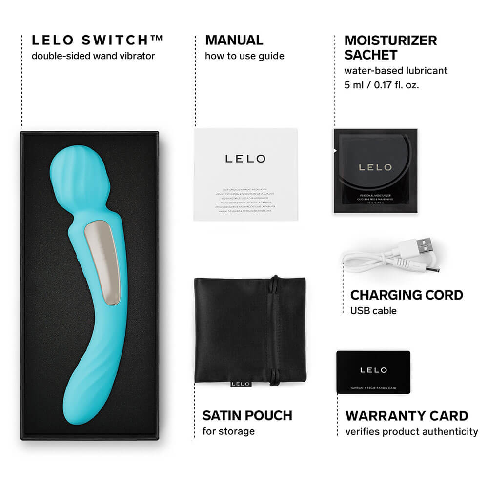 Lelo - Switch Double Ended Wand Vibrator - Aqua photo-11