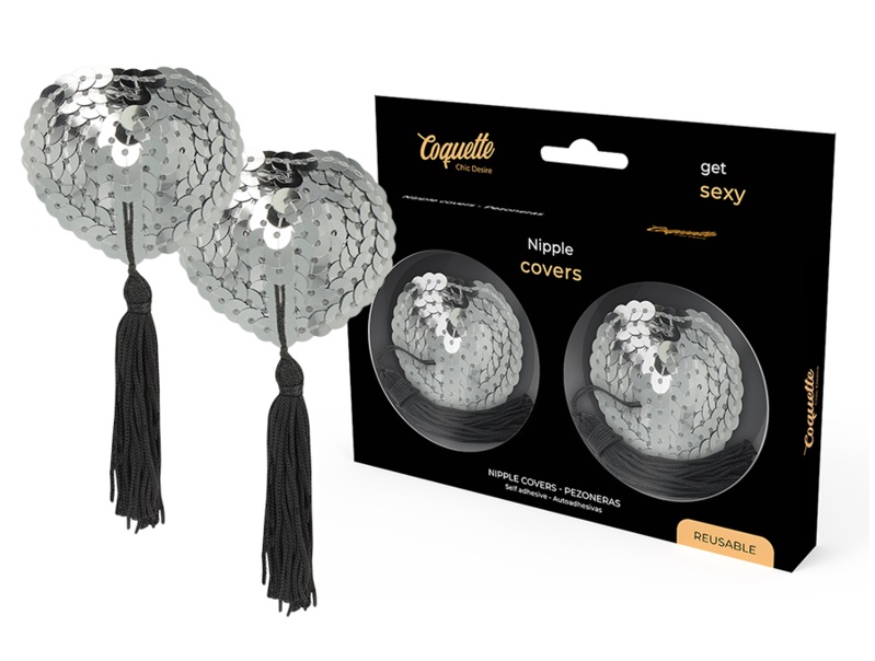 These beautiful nipple pasties from Coquette Chic Desire! Th... Coquette - Nipple Covers - Silver photo-3