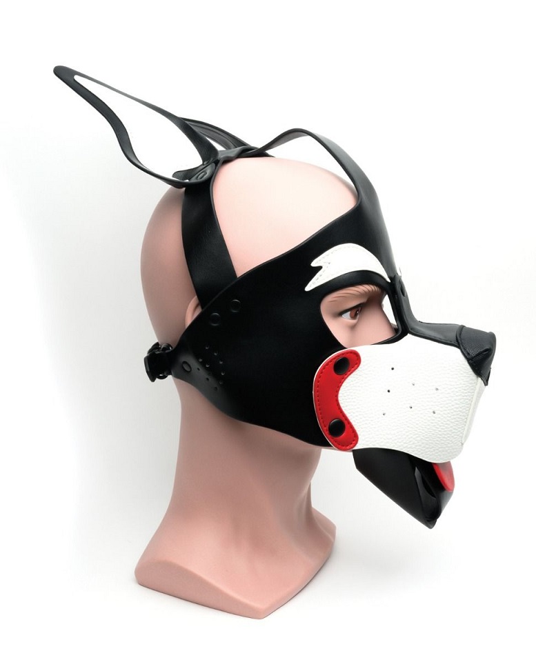 A puppy play hood designed for the fetish world, meticulousl... 665 - Playful Puppy Face Mask - Black/White photo-3