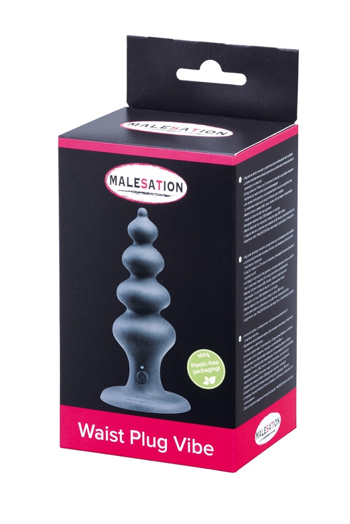 Plug with 12 different vibrating modes, waterproof, recharge... Malesation - Waist Plug Vibe - Black photo-3