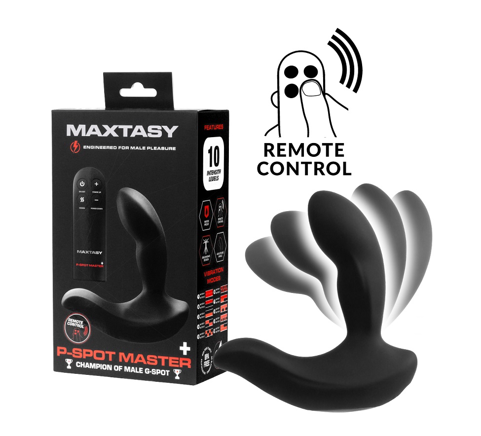 Anatomical and pleasure-focused design meets the latest tech... Maxtasy - P-Spot Master Remote Massager - Black photo-7