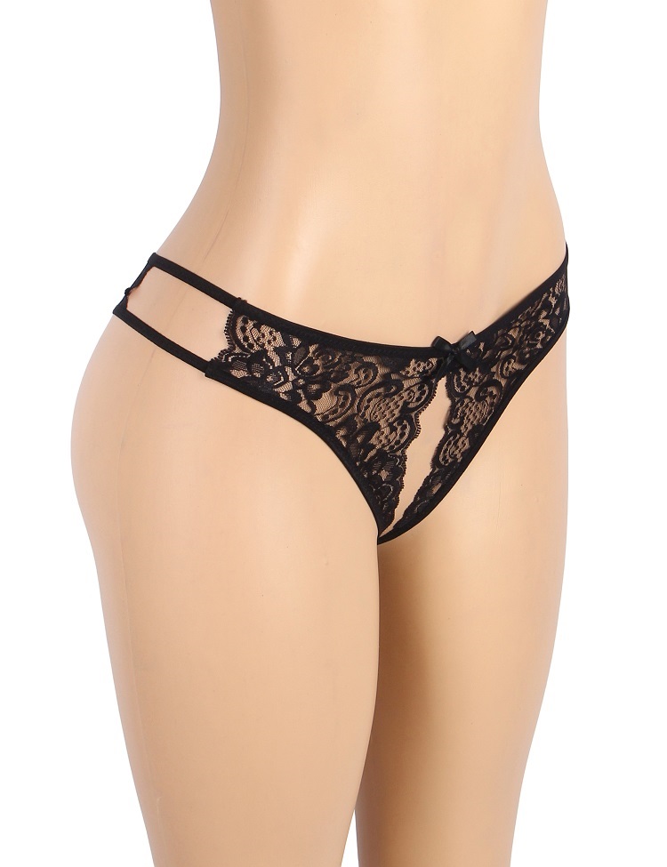 Sexy open crotch lace panty with cute bow
Material &nb... Ohyeah - Crotchless Lace Panty - Black - L photo-6