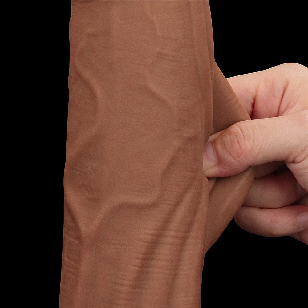 Made of realistic dual-layer sliding-skin material for Iifel... Lovetoy - 12" Sliding Skin Dildo - Brown photo-4