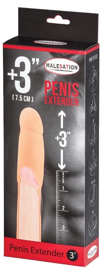 Penis sleeve with an anchored extension in the tip (appr... Malesation - Penis Extender 3" - Skin photo-2