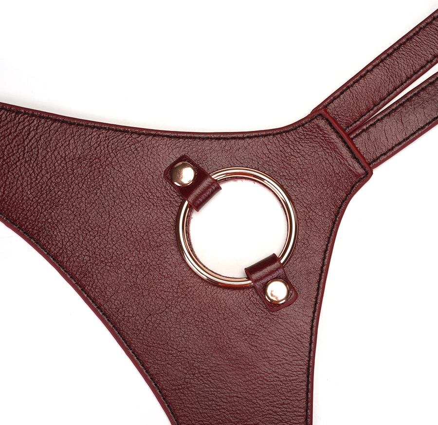 Take the lead in luxurious leather with Wine Red Strap On Ha... Liebe Seele - Deluxe Leather Strap-On Harness - Wine Red photo-5