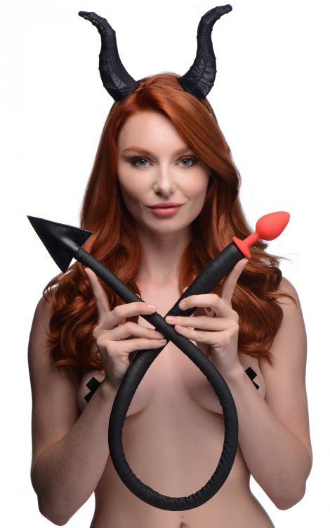 Act out your mose devilish fantasies with this set of demoni... Tailz - Devil Tail & Horns Set - Black photo-3