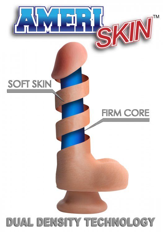 Treat your hole to a comfortable penetration! This beautiful... USA Cocks - 6" Ameriskin Dual Density Dildo - Flesh photo-7