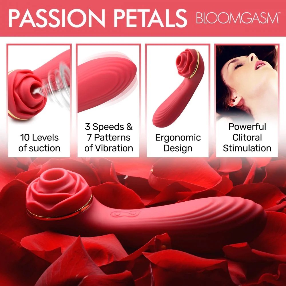 Let these passion petals gently suck at your clitoris with t... Bloomgasm - 10X Suction Rose Vibrator - Red photo-4