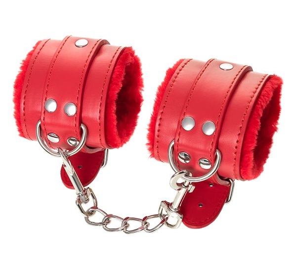 They are made of genuine leather with a velour lining. Nicke... Anonymo - Handcuffs - Red photo-7