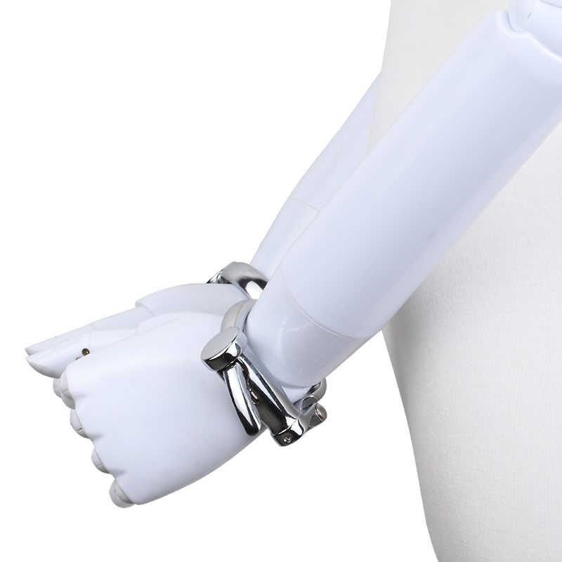 Restraint vintage styleed locked wrist cuffs MT - Old Style Darby Handcuffs - Silver photo-4