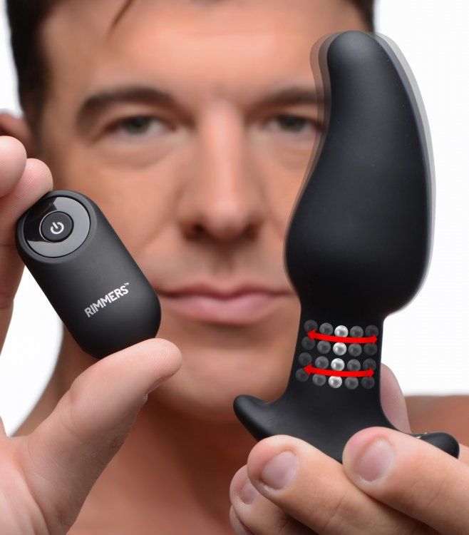 The Gyro-M’s unique gyrating and rimming functions this plug... Rimmers - Gyro-M 10X Curved Rimming Plug w Remote - Black photo-2