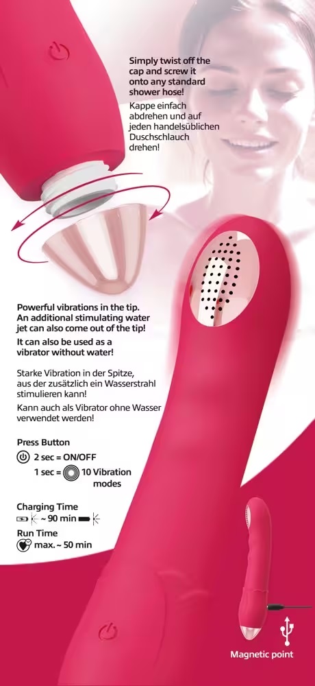 The waterproof silicone vibrator, Showers to orgasm by You2T... You2Toys - Showers Vibrator - Pink photo-12