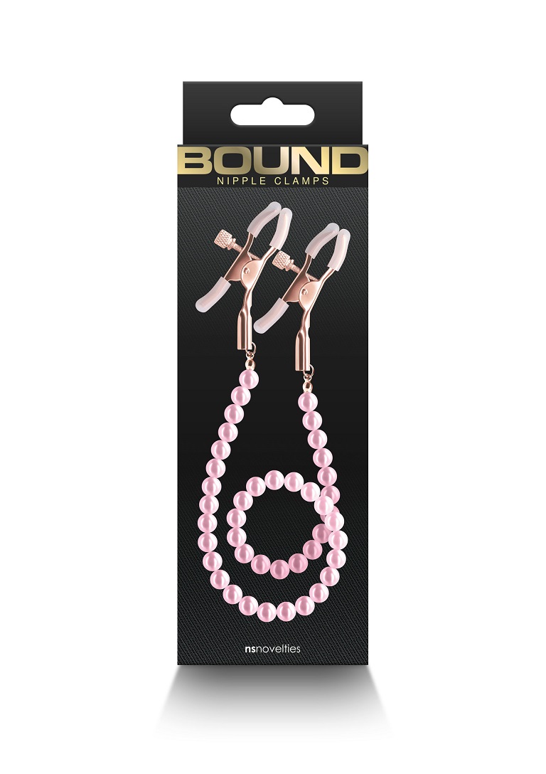 Bound Adjustable Nipple Clamps are for erotic and stimulatin... NS Novelties - Bound DC1 Nipple Chain Clamps - Pink photo-3
