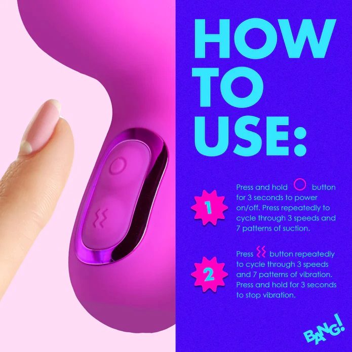 Get the buzz you've been begging for! The combination of... Bang! - Suction Rabbit Vibrator - Purple photo-7
