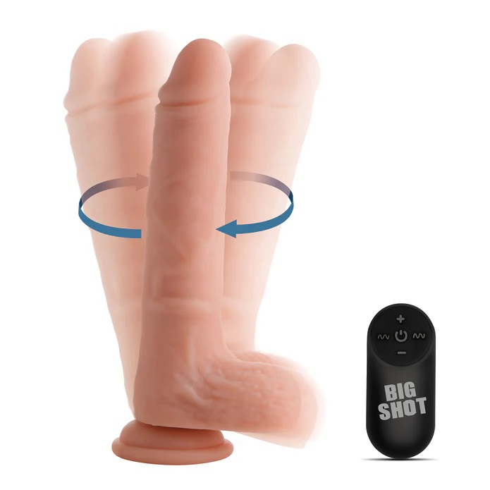 The Big Shot rotating and vibrating dildos are designed to s... Big Shot - 8" Vibro Rotating Dildo w Balls - Flesh photo-4