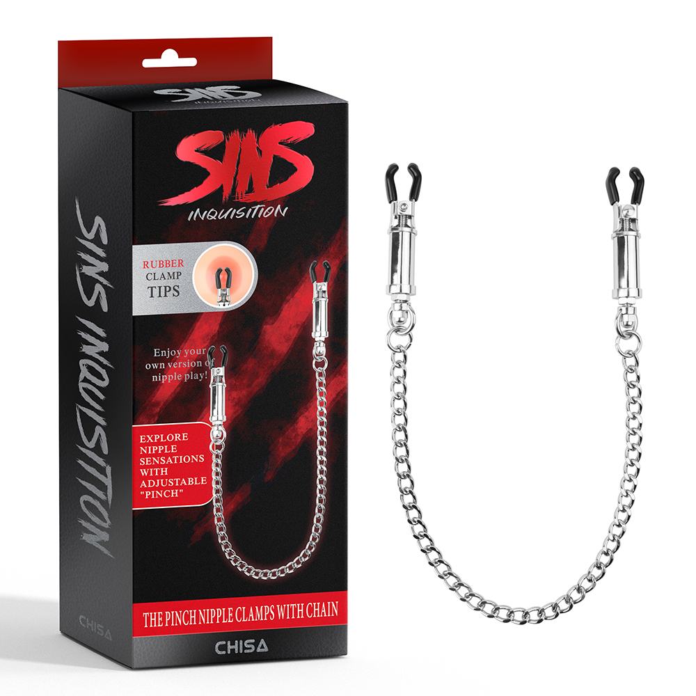 Adjustable Tension Controls, For Sensory Nipple Pinching Pla... Chisa - Pinch Nipple Clamps w Chain - Silver photo-6