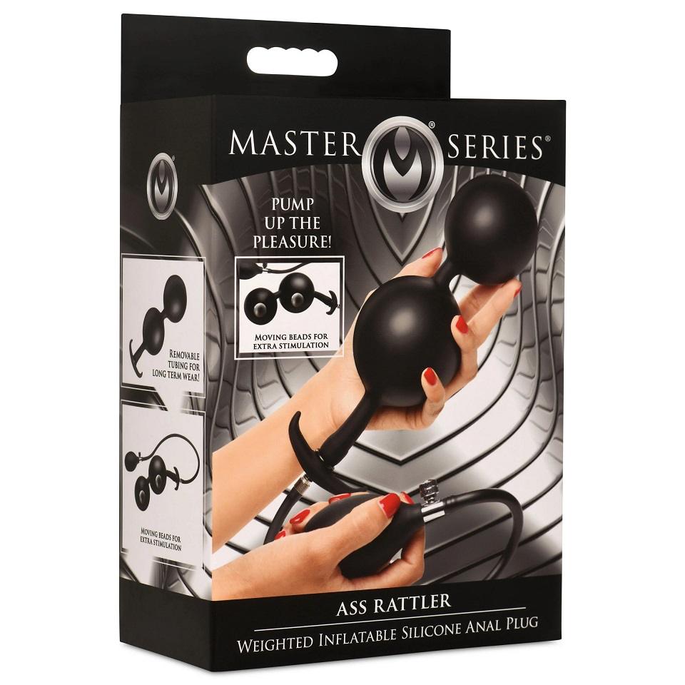 Go deeper with your fantasies and stretch the limits of your... Master Series - Ass Rattler Weighted Inflatable Plug - Black photo-10