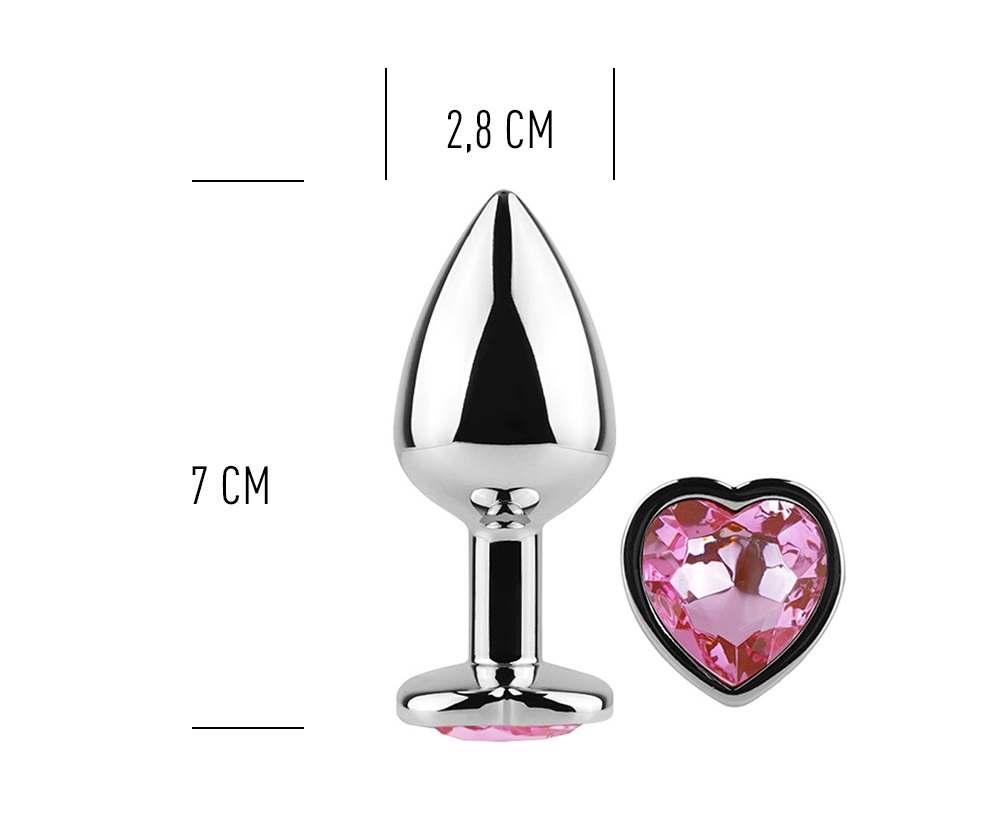 This Jewelled metal beginner's butt plug is perfect for ... Secret Play - Heart Anal Plug S - Pink photo-3
