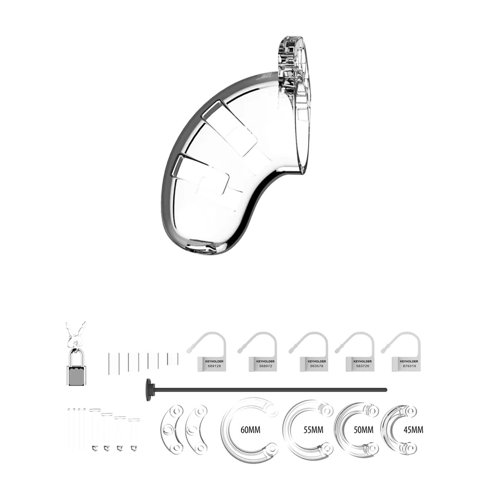 This specific model is equipped with a urethral sounding dil... ManCage - Chastity Cage w Urethral Sound #15 - Clear photo-2