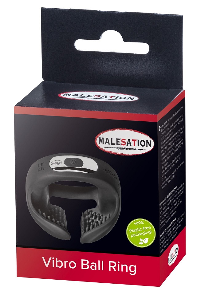 Penis/ testicles ring designed to help you achieve a longer-... Malesation - Vibro Ball Ring - Black photo-4