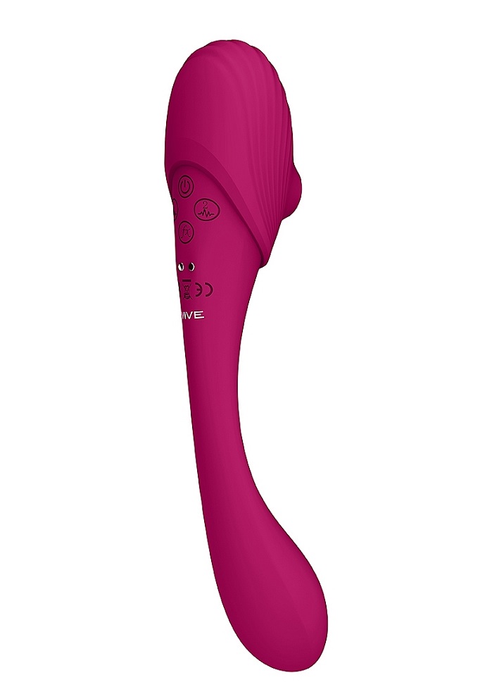 The VIVE Mirai double-ended pulse wave and air wave bendable... Vive - Mirai Double Ended Bendable Vibrator - Pink photo-3