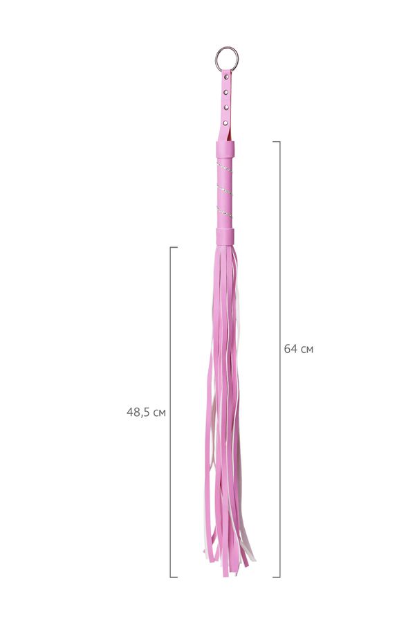 Stylish suede flogger with 40 tails and stiff handle, decora... Anonymo - Flogger 64cm - Pink photo-8