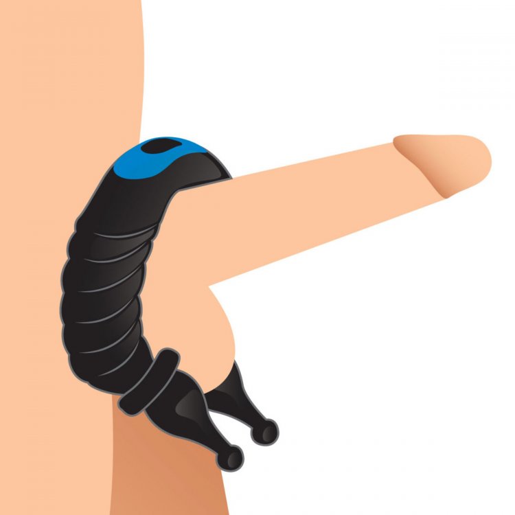 This ribby cock and ball ring is built for versatile vibes! ... Trinity Vibes - 10X Cobra Dual Cock Ring - Black photo-4