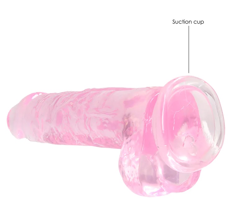 This REALROCK CRYSTAL CLEAR model has been designed with rea... RealRock - 8" Realistic Dildo w Balls - Pink photo-6
