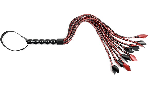 Intensify your impact play with the Saffron Braided Flogger.... Sportsheets - Saffron Braided Flogger - Red/Black photo-4