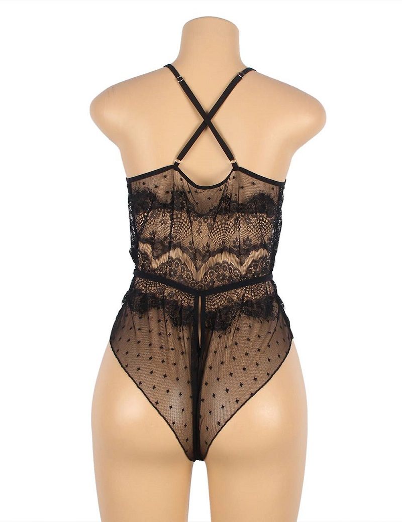 Introducing the new and exciting lingerie collection from oh... Ohyeah - Lace Floral Sheer Teddy - Black - M photo-6