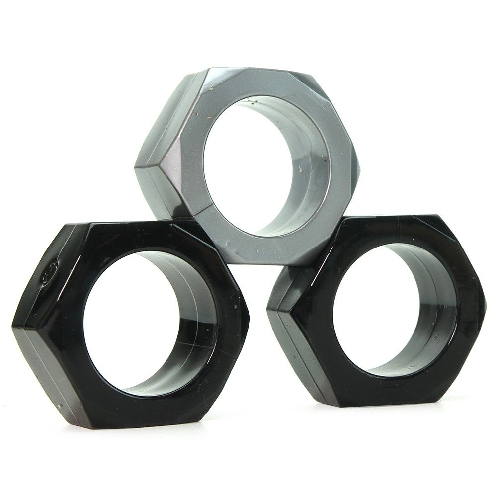 This set of stretch to fit cock rings work great as cock rin... TOF - 3 Piece Cock Nuts photo-4